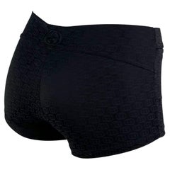 F/S 2003 Gucci by Tom Ford GG Monogramm Stretch-Badeanzug Schwarze Hot Pantoletten Shorts