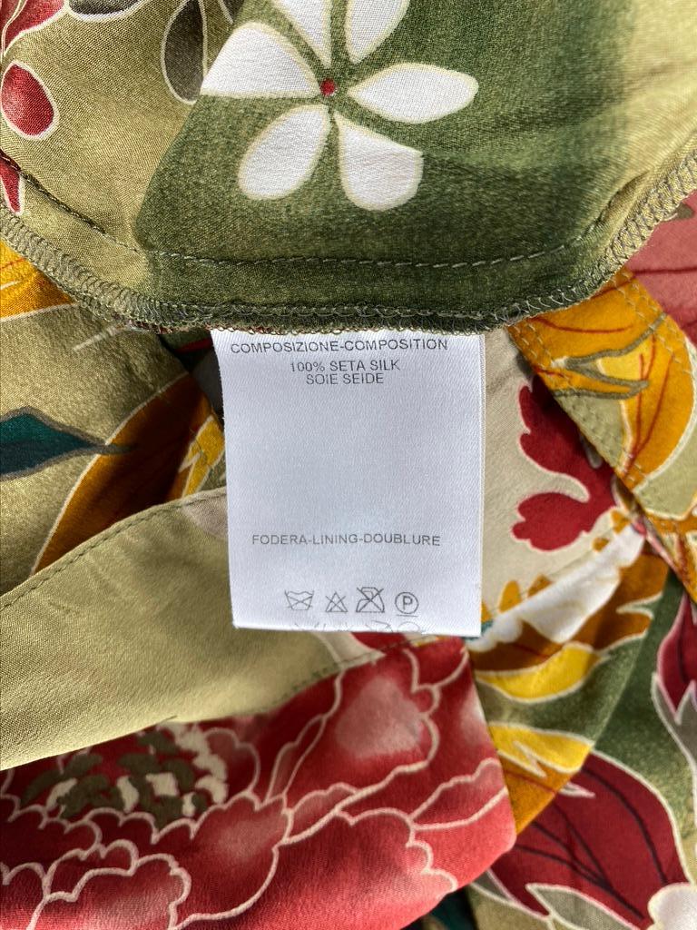 S/S 2003 Gucci by Tom Ford Green Floral Print Silk Pants In Good Condition For Sale In West Hollywood, CA