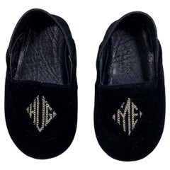 S/S 2003 Gucci by Tom Ford 'HUG ME' Embroidered Suede Velvet Baby Loafer Shoes