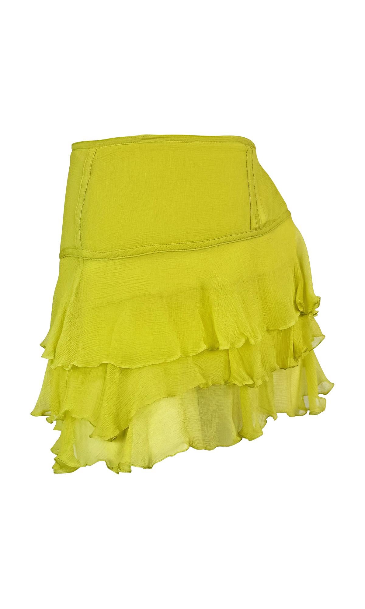 S/S 2003 Gucci by Tom Ford Light Green Ruffle Chiffon Mini Skirt In Excellent Condition For Sale In West Hollywood, CA
