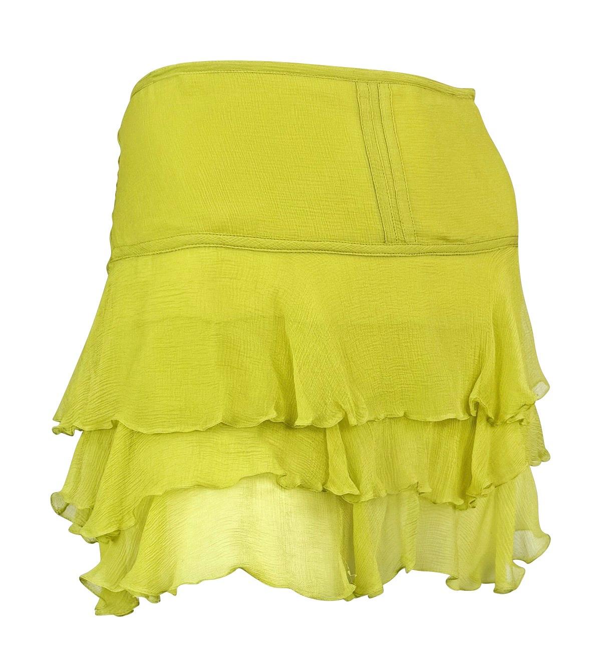 S/S 2003 Gucci by Tom Ford Light Green Ruffle Chiffon Mini Skirt For Sale 1