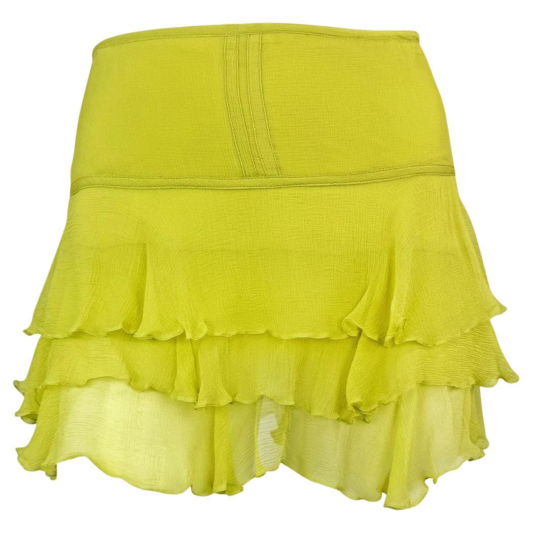 S/S 2003 Gucci by Tom Ford Light Green Ruffle Chiffon Mini Skirt For Sale