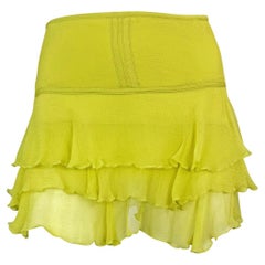 F/S 2003 Gucci by Tom Ford Hellgrüner Chiffon-Minirock mit Rüschen