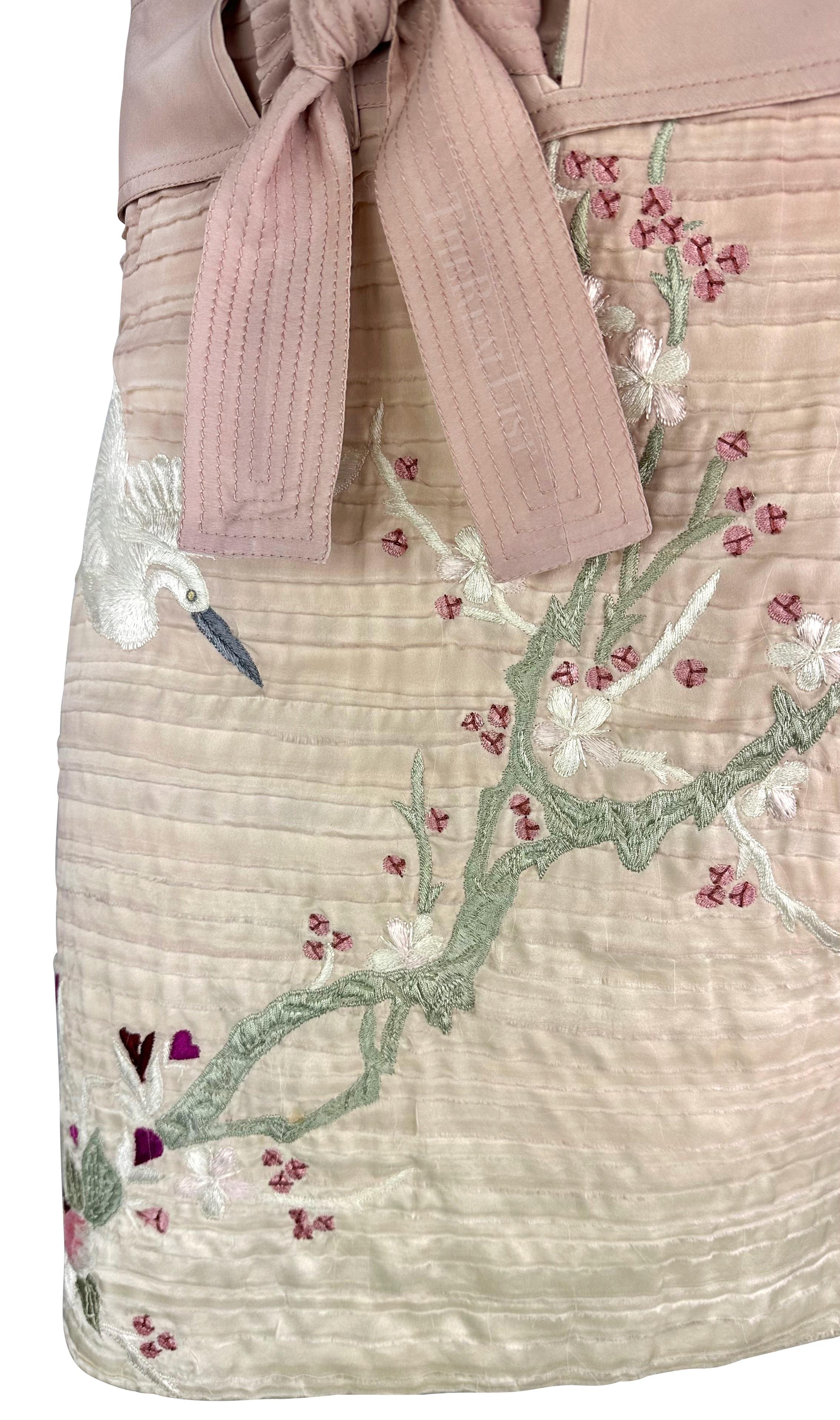S/S 2003 Gucci by Tom Ford  Light Pink Cherry Blossom Embroidered Mini Skirt For Sale 1