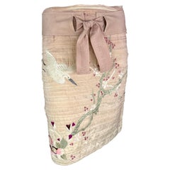 S/S 2003 Gucci by Tom Ford  Light Pink Cherry Blossom Embroidered Mini Skirt