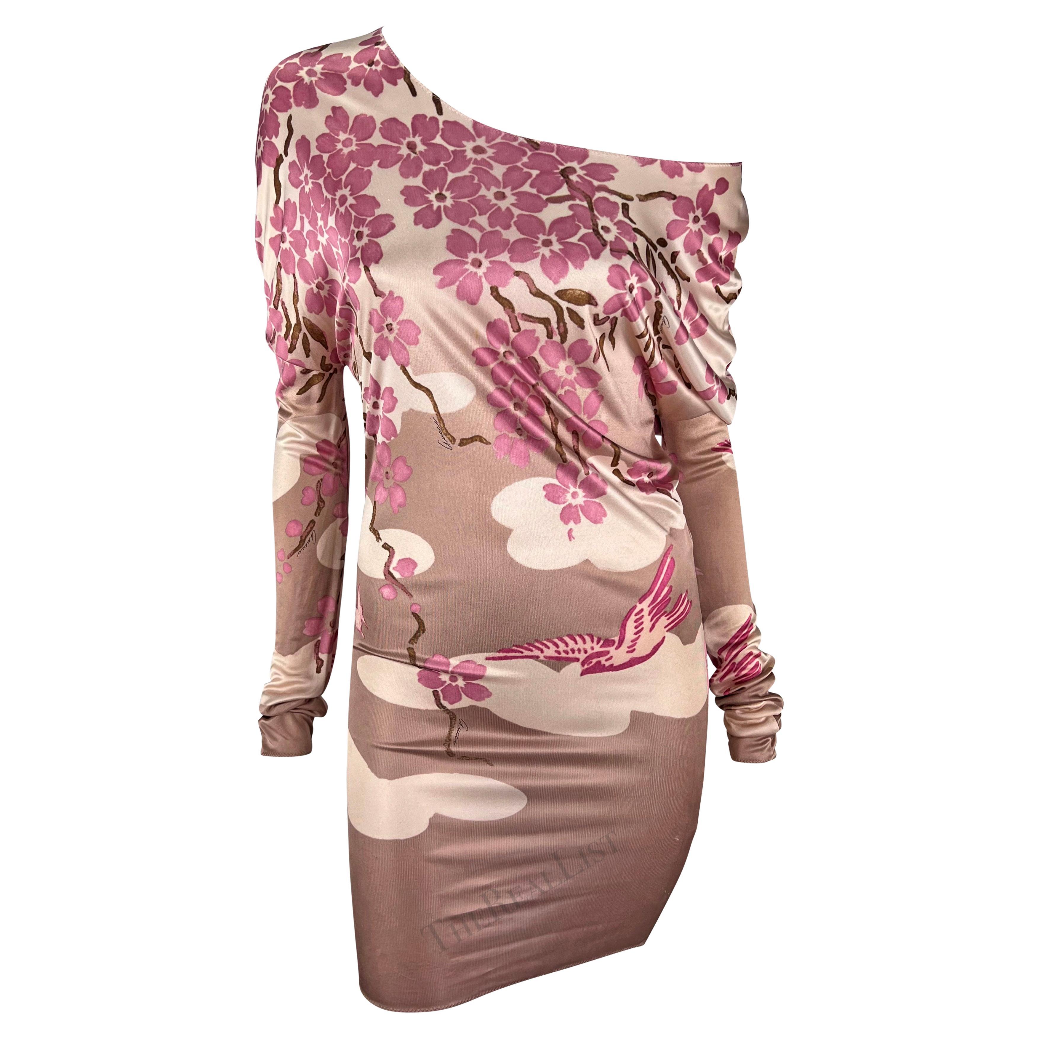 S/S 2003 Gucci by Tom Ford Pink Cherry Blossom Runway Mini Dress  For Sale