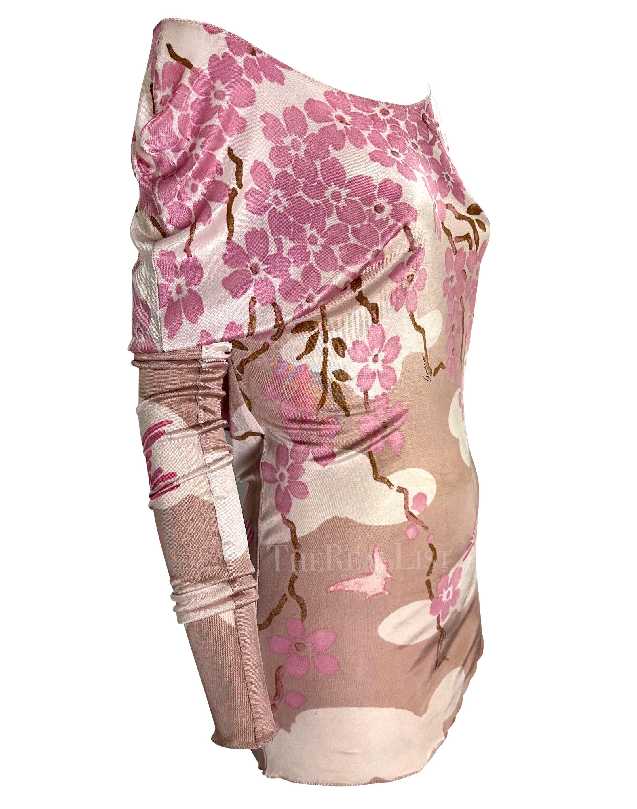 S/S 2003 Gucci by Tom Ford Pink Cherry Blossom Runway Mini Dress / Top 6