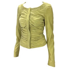 S/S 2003 Gucci by Tom Ford Ruched Suede Leather Jacket Top