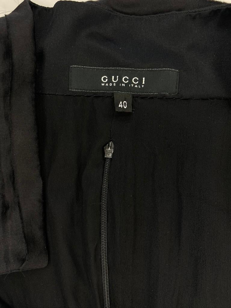 S/S 2003 Gucci by Tom Ford Runway Black Raw Ribbon Plunging Mini Dress For Sale 10