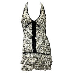 S/S 2003 Gucci by Tom Ford Runway Sheer Silk White Feather Racerback Mini Dress