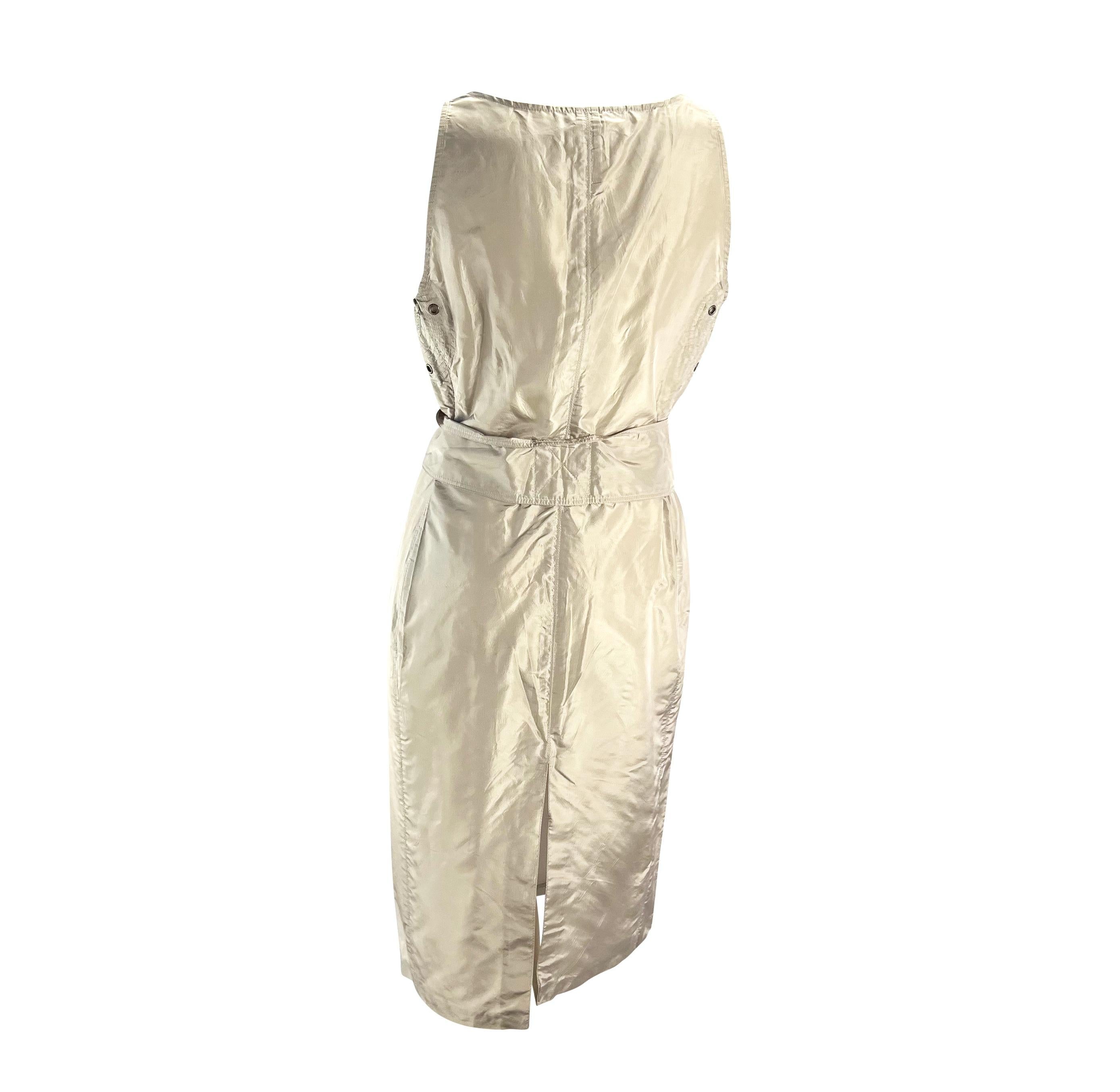 Women's S/S 2003 Gucci by Tom Ford Silk Taupe Belted Dress For Sale