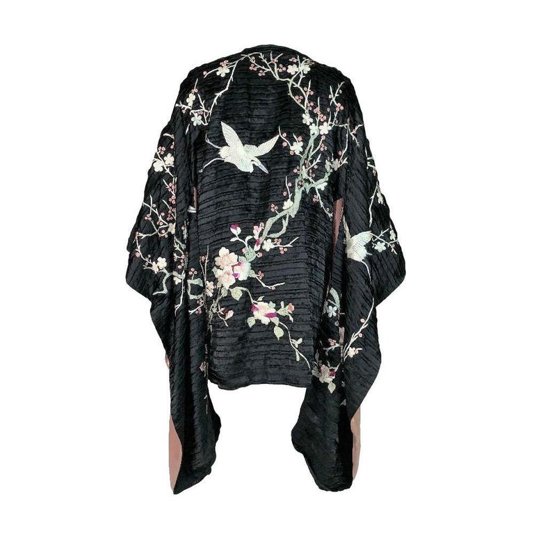 S/S 2003 Gucci Tom Ford Runway Black Embroidered Cherry Blossom Kimono ...
