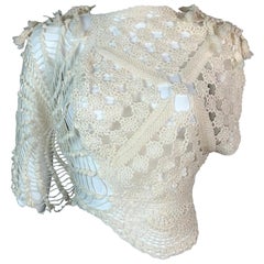 S/S 2008 Jean Paul Gaultier Runway Sheer Ivory Knit Crop Top