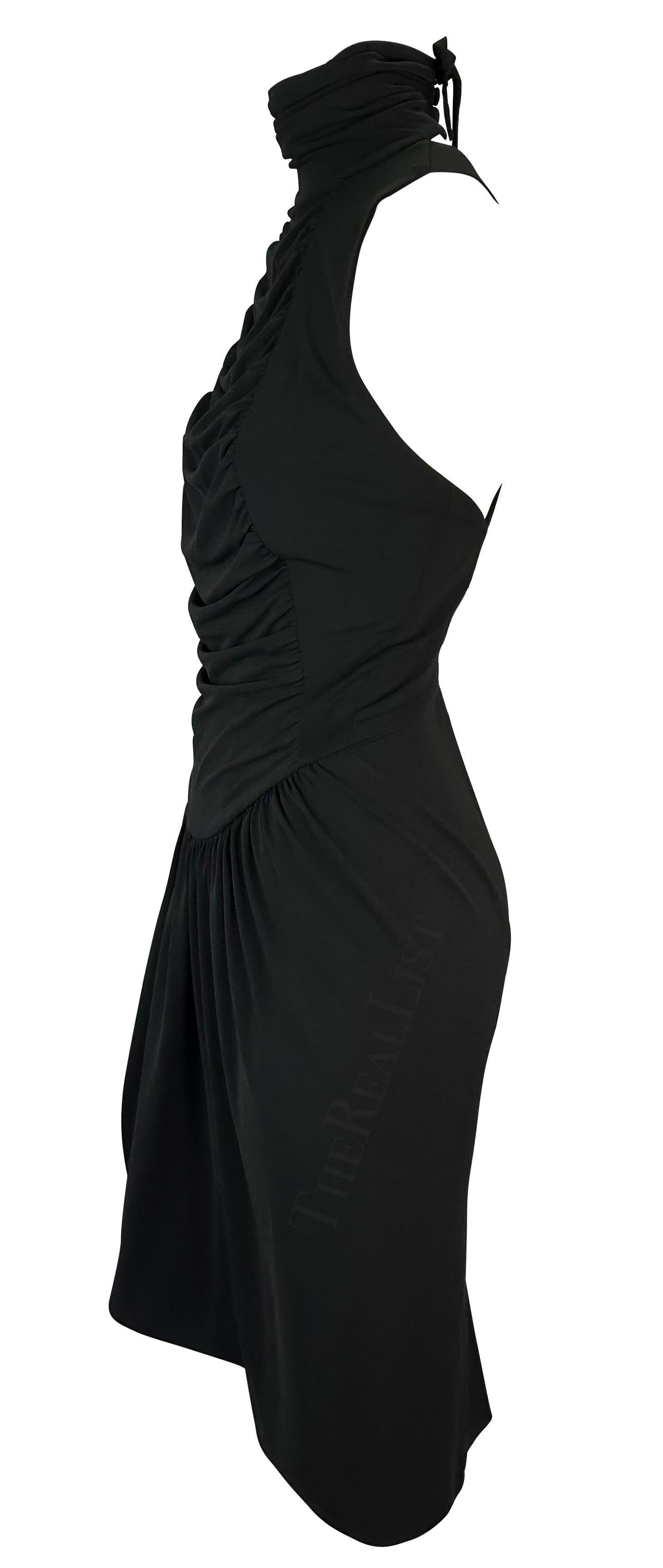 Noir Karl Lagerfeld Gallery - Robe midi dos nu froncée noire, issue d'un défilé, printemps-été 2003 en vente