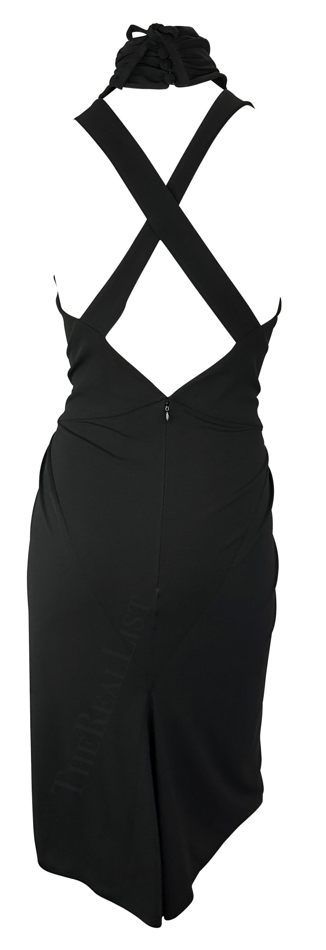Karl Lagerfeld Gallery - Robe midi dos nu froncée noire, issue d'un défilé, printemps-été 2003 Excellent état - En vente à West Hollywood, CA