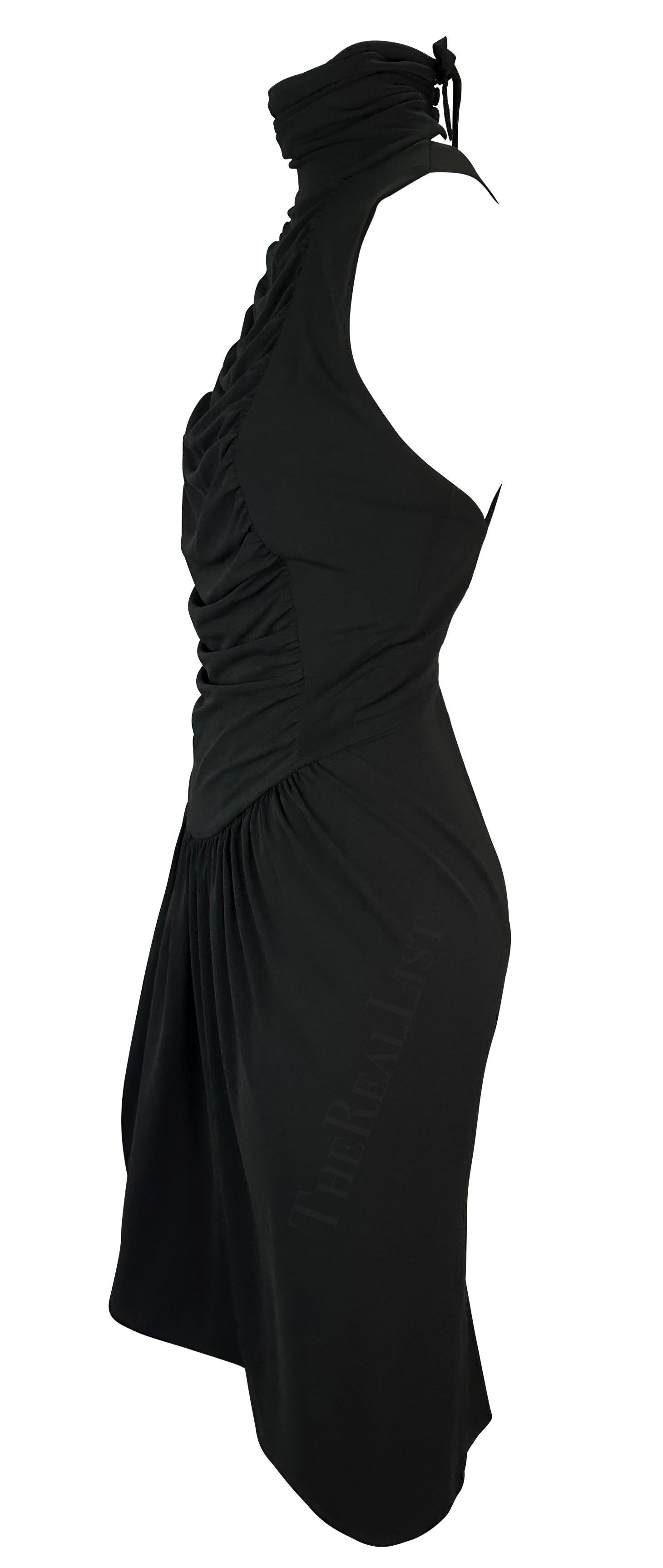 S/S 2003 Karl Lagerfeld Gallery Runway Black Backless Ruched Midi Dress For Sale 3