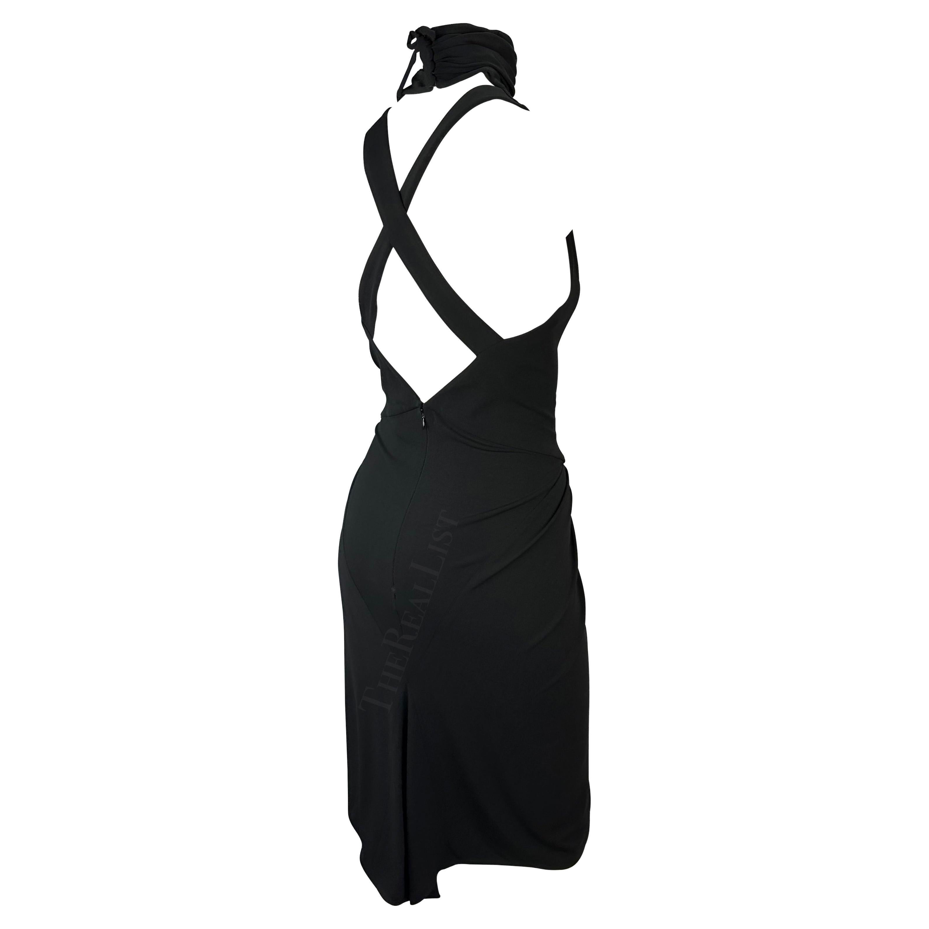 S/S 2003 Karl Lagerfeld Gallery Runway Black Backless Ruched Midi Dress For Sale