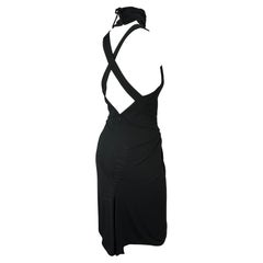 S/S 2003 Karl Lagerfeld Gallery Runway Black Backless Ruched Midi Dress