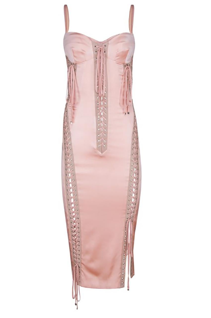 F/S 2003 Look # 28 Dolce & Gabbana VINTAGE CORSET LEATHER LACE-UP DRESS Gr. S  Damen