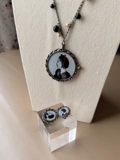 S/S 2003 “Mademoiselle Cameo” Pendant Necklace & Clip-On Earrings Set