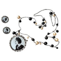 S/S 2003 “Mademoiselle Cameo” Pendant Necklace & Clip-On Earrings Set