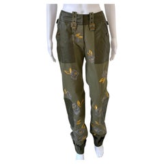 S/S 2003 Olive Green Floral Embroidered Utility Pants