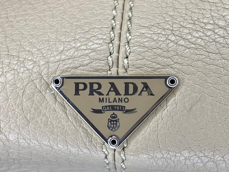 S/S 2003 Prada Oversized Beaded Leather & Metal Hoop Ring Medium Hobo Bag For Sale 2