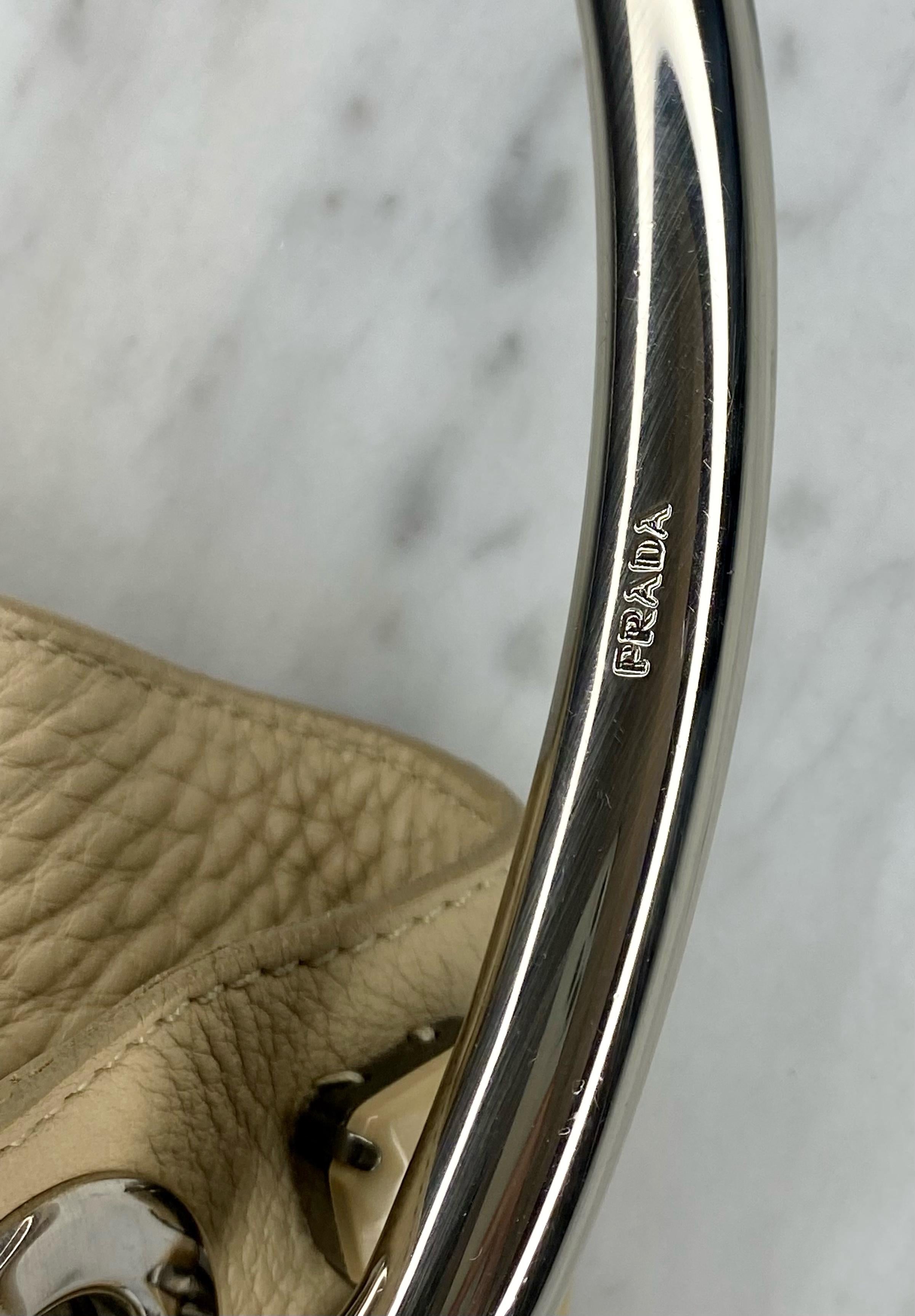 S/S 2003 Prada Oversized Beaded Leather & Metal Hoop Ring Medium Hobo Bag For Sale 1