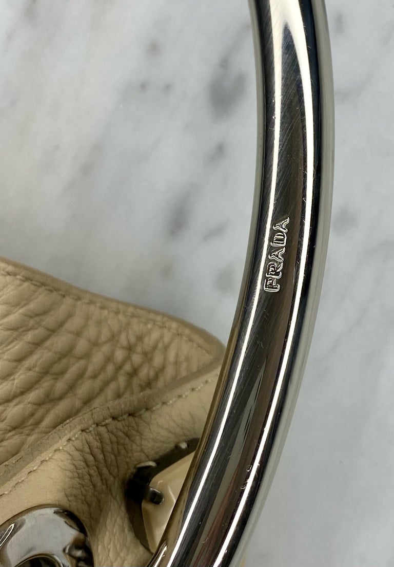 S/S 2003 Prada Oversized Beaded Leather & Metal Hoop Ring Medium Hobo Bag For Sale 4