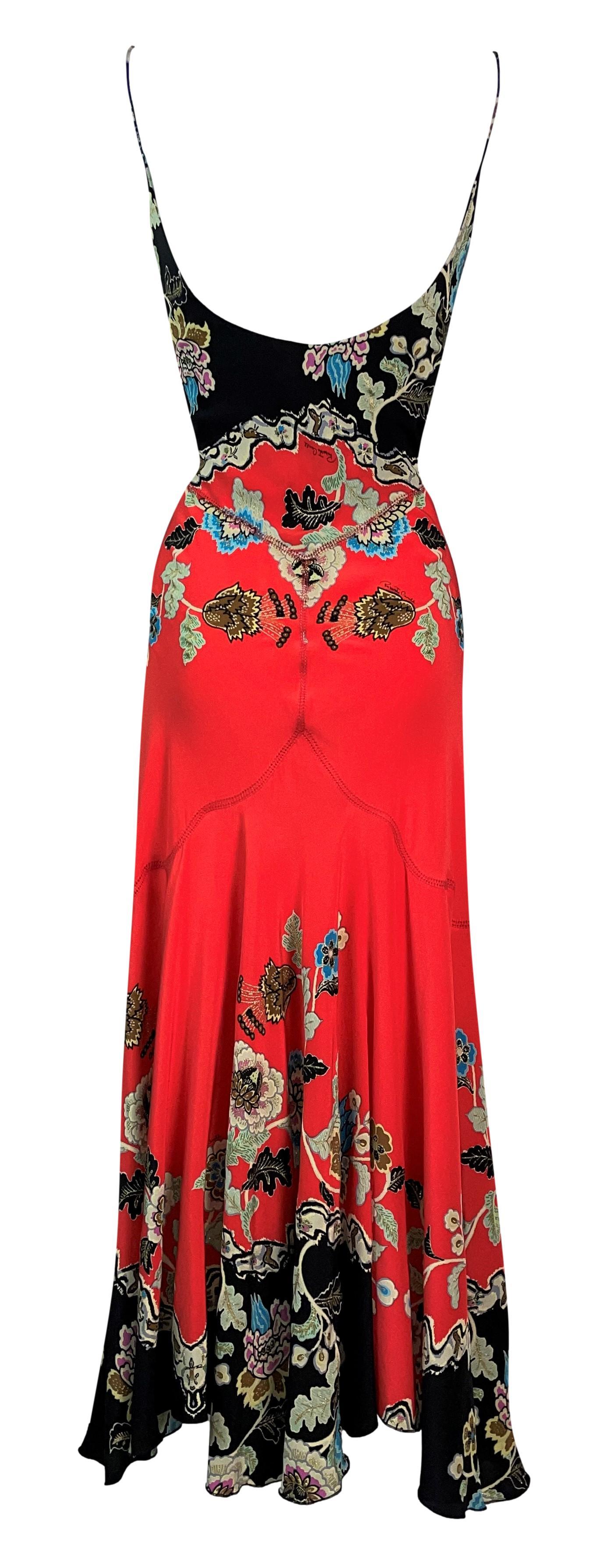 S/S 2003 Roberto Cavalli Black & Red Silk Print Maxi Dress & Kimono Jacket In Good Condition In Yukon, OK