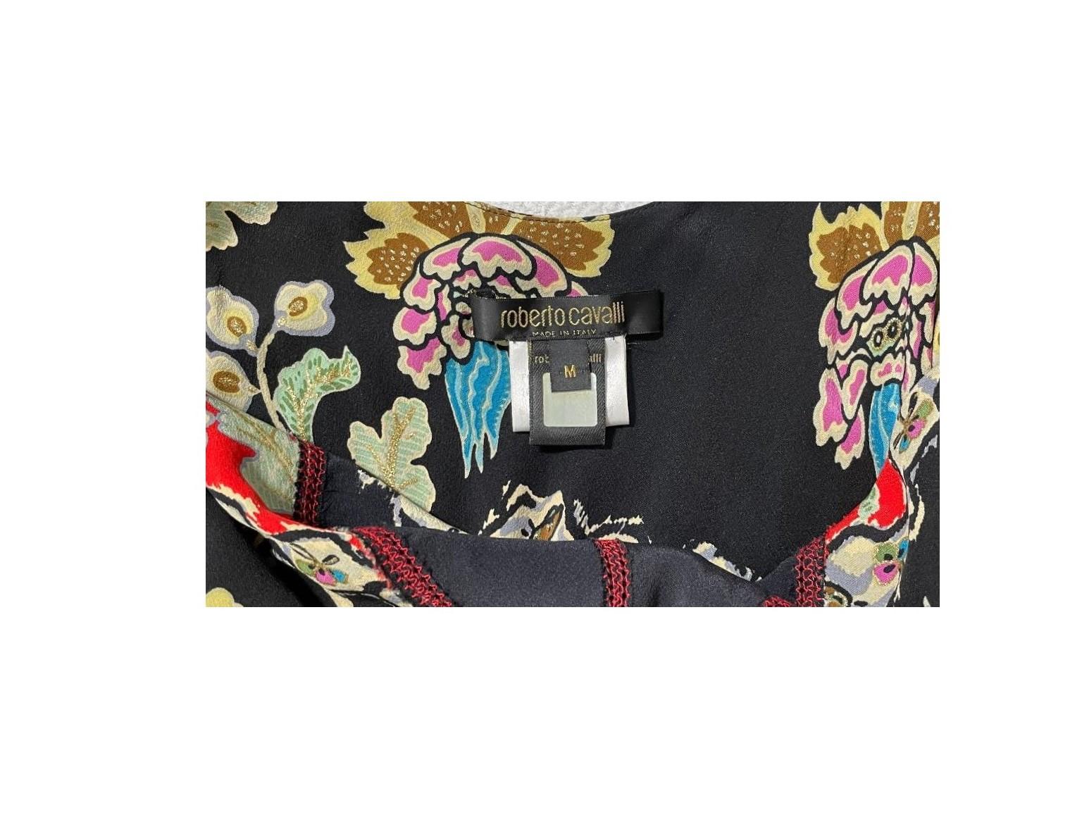 S/S 2003 Roberto Cavalli Black & Red Silk Print Maxi Dress & Kimono Jacket 2