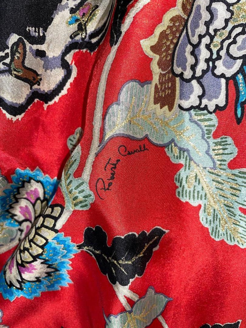 S/S 2003 Roberto Cavalli Black & Red Silk Print Maxi Dress & Kimono Jacket 3