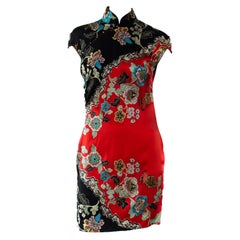 S/S 2003 Roberto Cavalli Chinoiserie Asian Print Mini Cheongsam Runway Dress