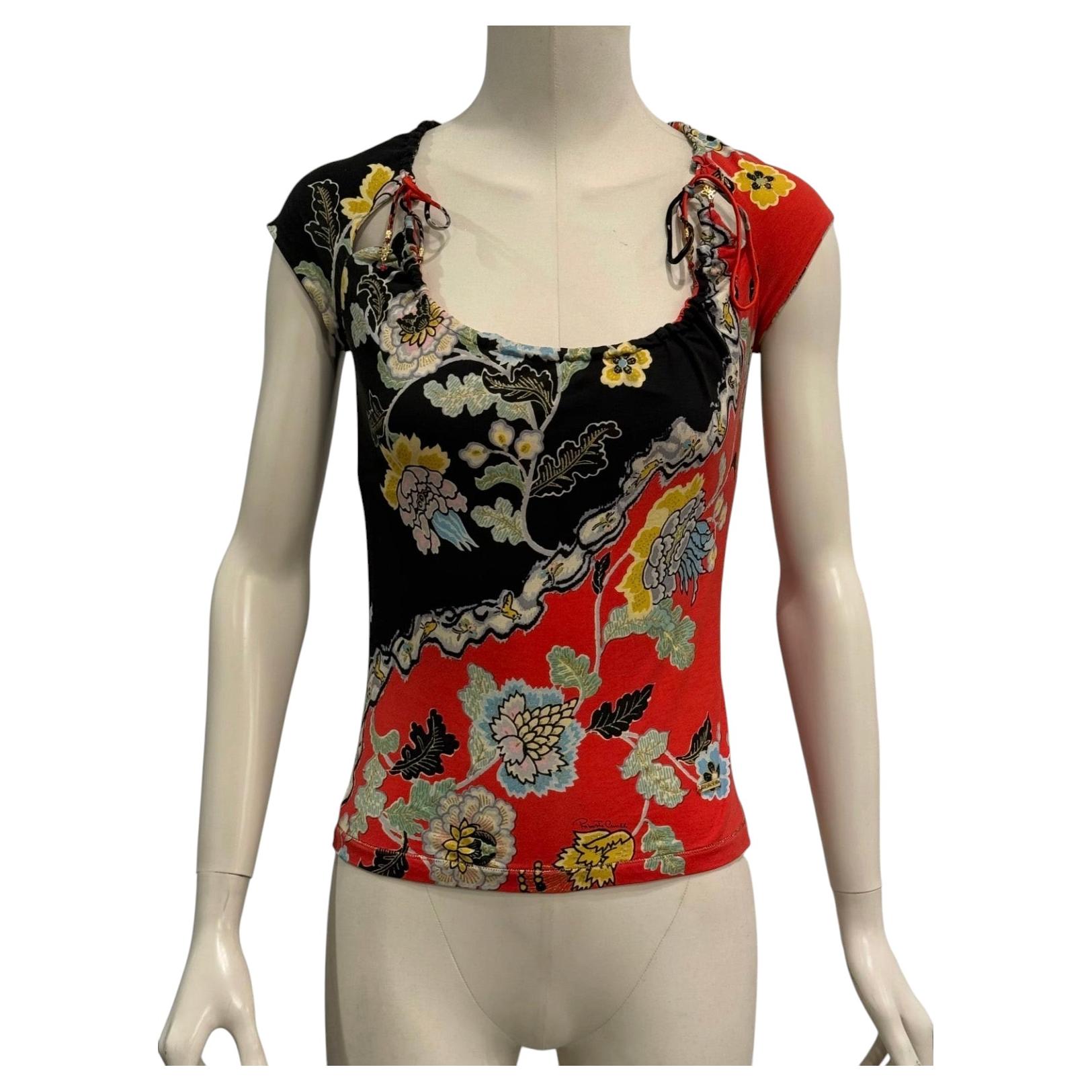 S/S 2003 Roberto Cavalli "Chinoiserie" floral top