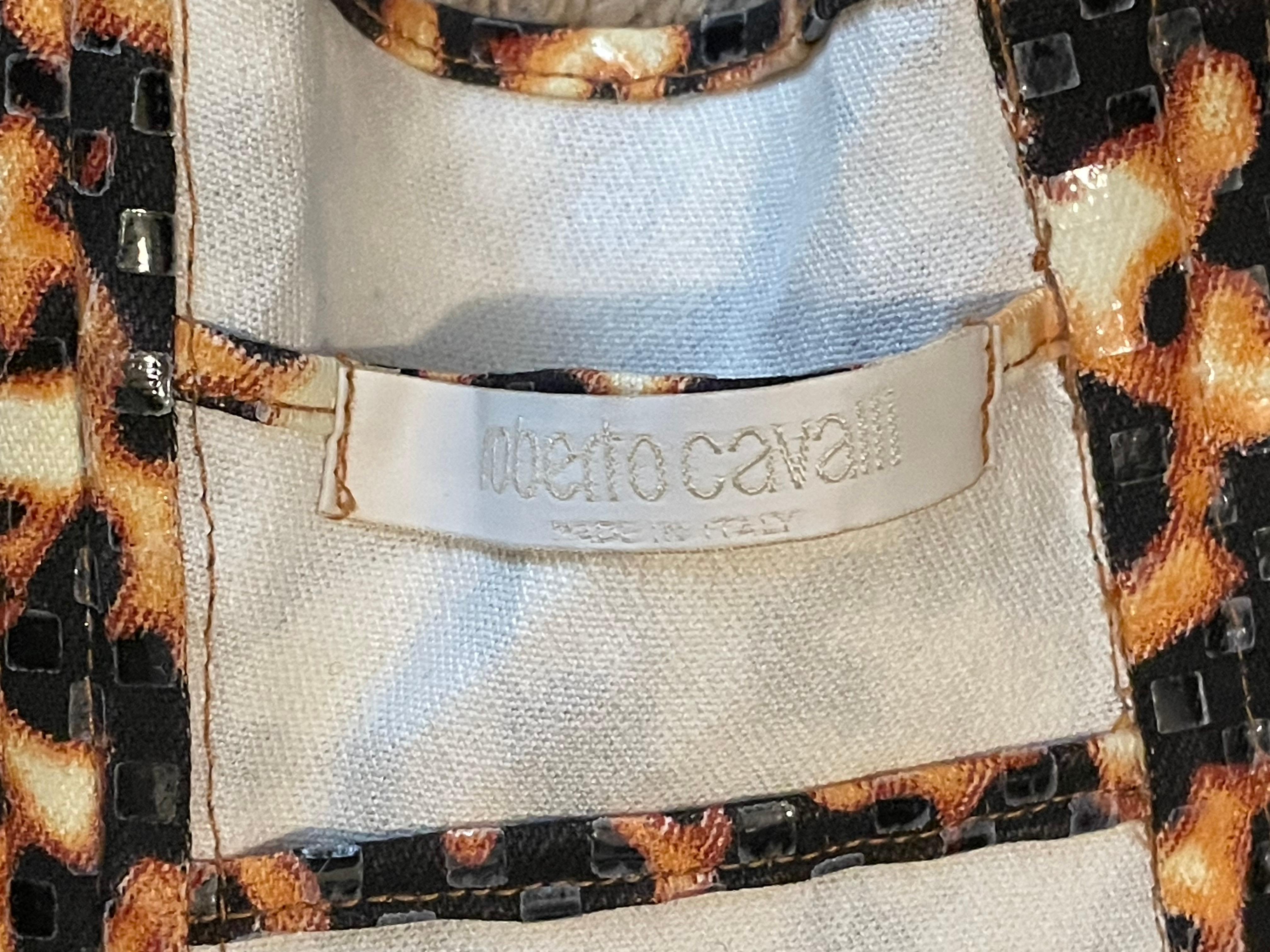 Women's S/S 2003 Roberto Cavalli Leopard Glitter Corset Waist Cincher Belt