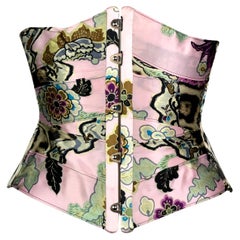 S/S 2003 Roberto Cavalli Pink Silk Corset Waist Cincher Belt