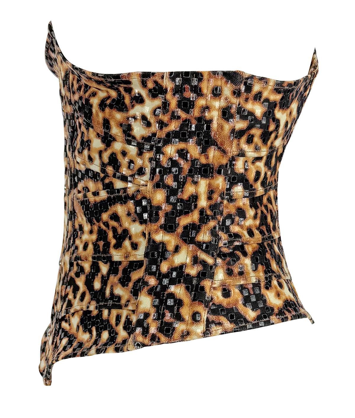 Women's S/S 2003 Roberto Cavalli Prototype Abstract Animal Print Runway Corset Top