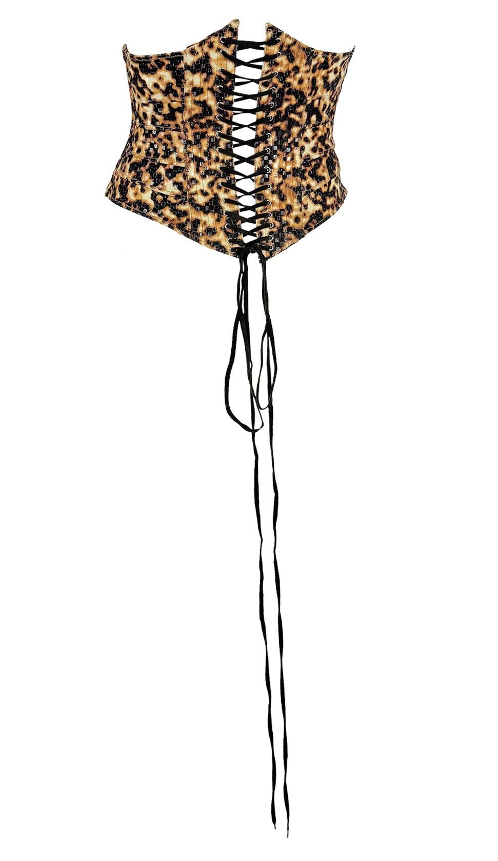 S/S 2003 Roberto Cavalli Prototype Abstract Animal Print Runway Corset Top 2