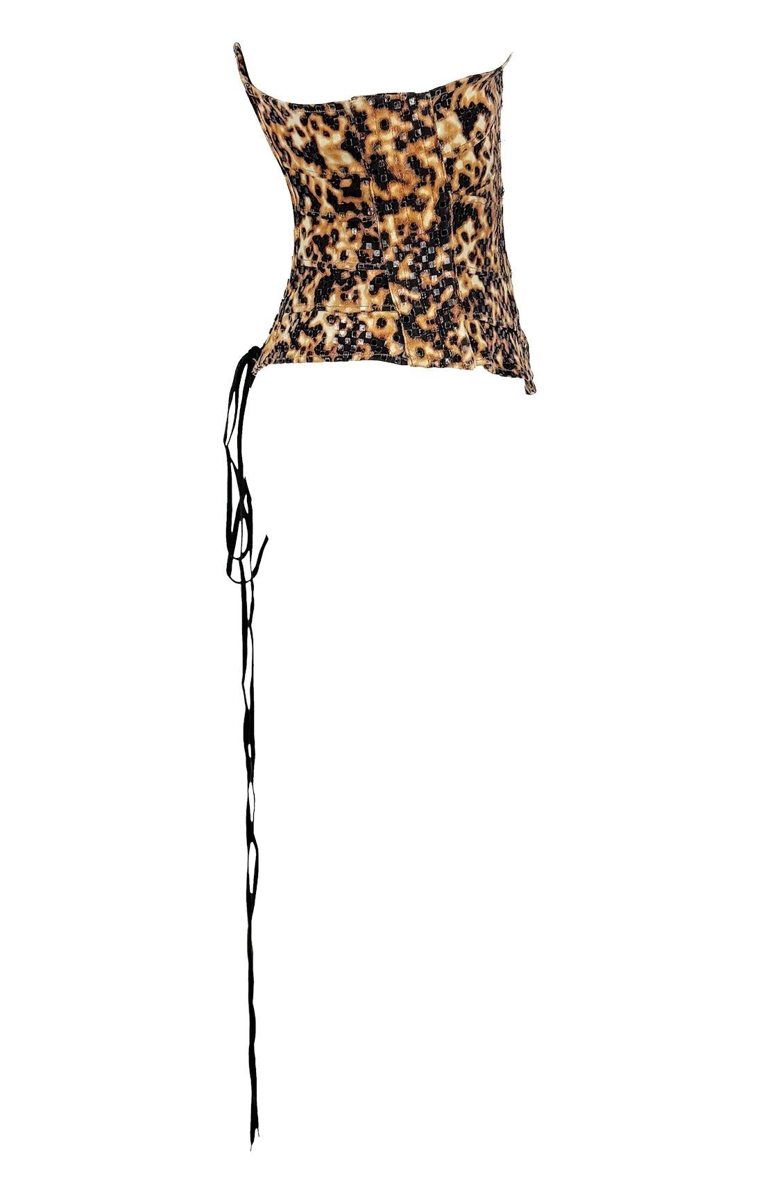 S/S 2003 Roberto Cavalli Prototype Abstract Animal Print Runway Corset Top 3