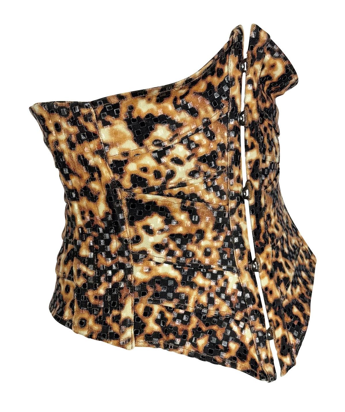 S/S 2003 Roberto Cavalli Prototype Abstract Animal Print Runway Corset Top 4