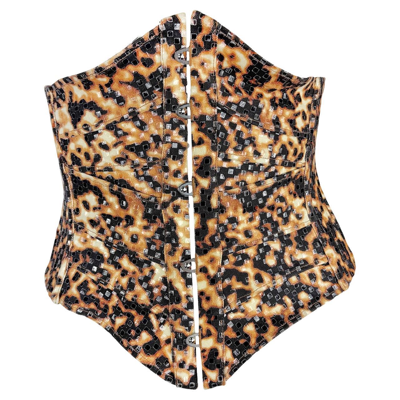 S/S 2003 Roberto Cavalli Prototype Abstract Animal Print Runway Corset Top
