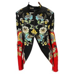 S/S 2003 Roberto Cavalli Red Chinoiserie Print Cropped Cotton Jacket