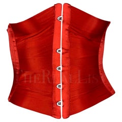 S/S 2003 Roberto Cavalli Corset désossé à lacets en ruban de satin rouge