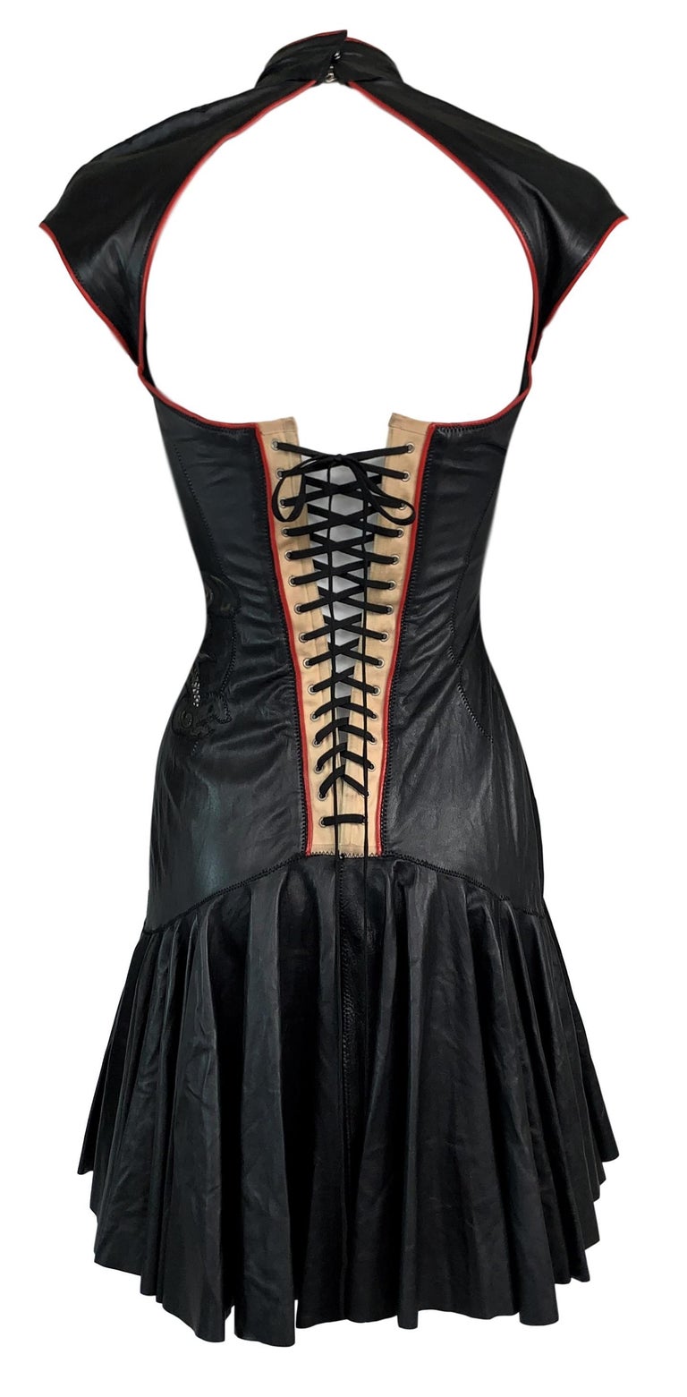 leather hide dress BLACK LEATHER MINI DRESS main image 1
