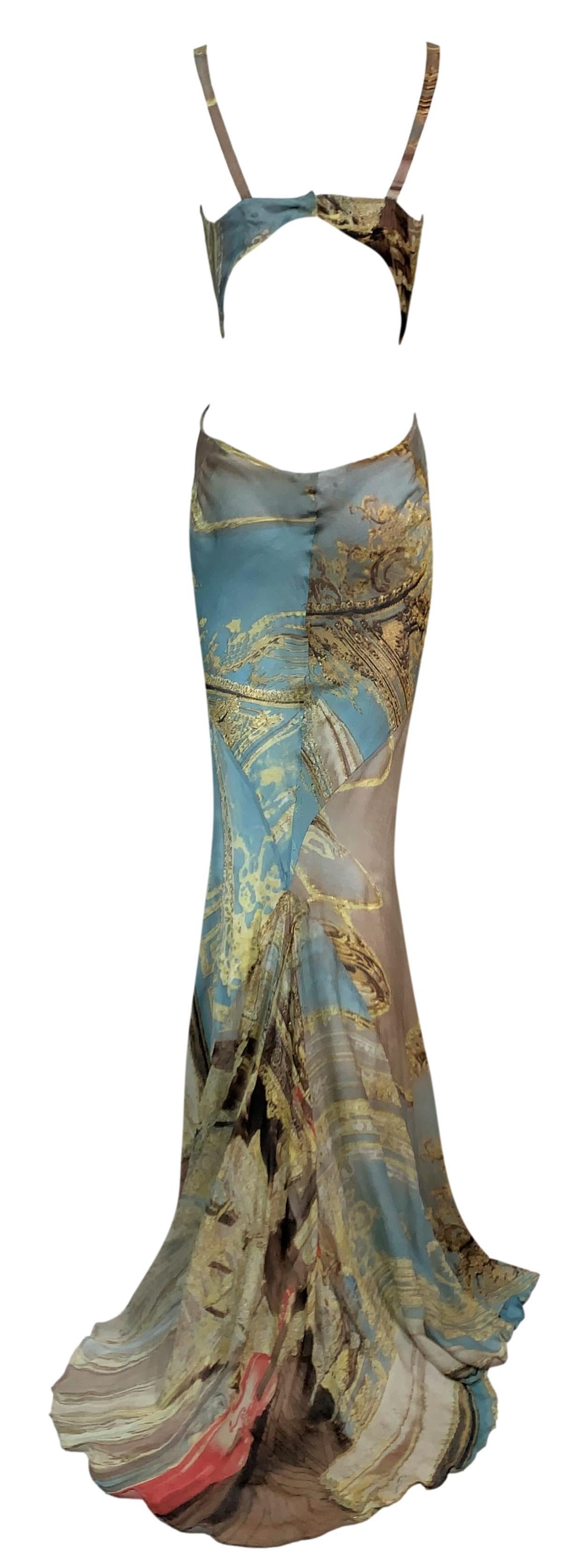 s/s 2003 roberto cavalli runway sheer cut-out extra long gown dress