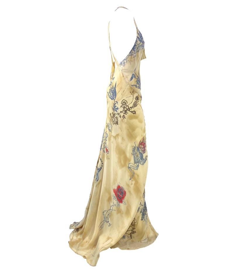 Donna Abito in chiffon senza schienale con stampa tatuaggio Roberto Cavalli P/E 2003