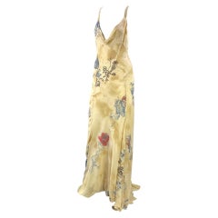 S/S 2003 Roberto Cavalli Tattoo Print Backless Chiffon Gown