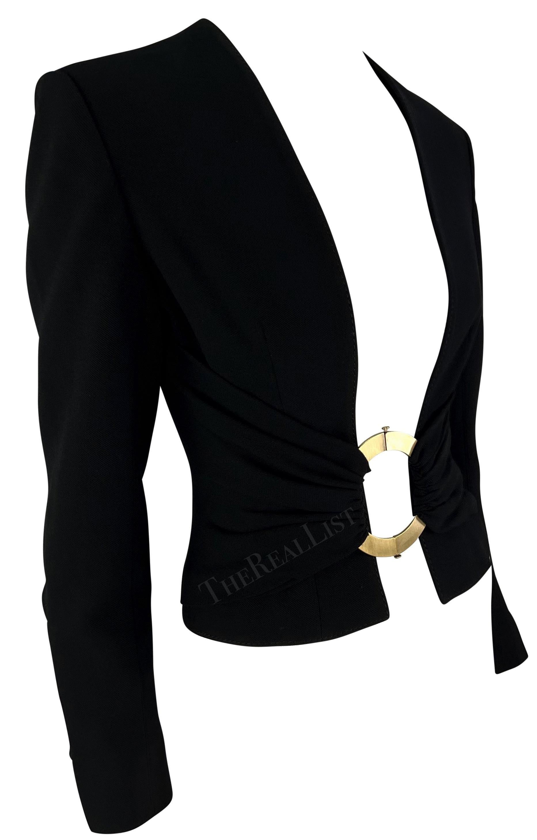 F/S 2003 Valentino Garavani Laufsteg Offenes Blazer-Top mit Goldringschnalle und offener Schnalle im Angebot 1