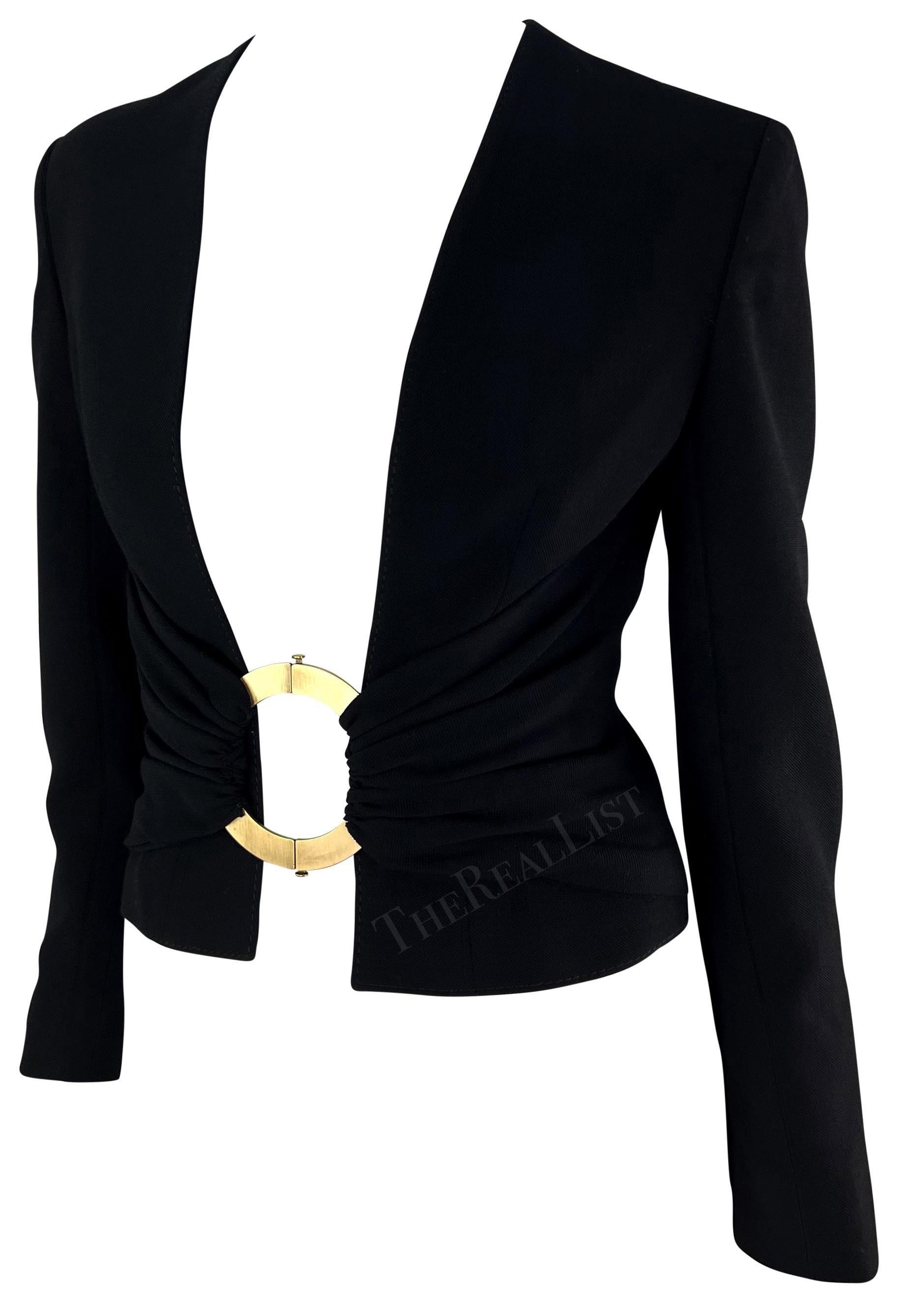 F/S 2003 Valentino Garavani Laufsteg Offenes Blazer-Top mit Goldringschnalle und offener Schnalle im Angebot 2