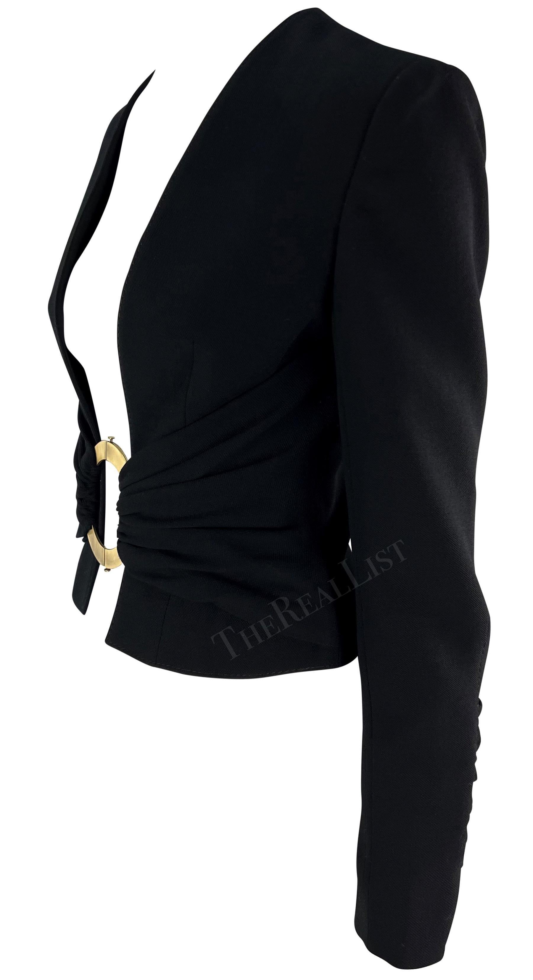 F/S 2003 Valentino Garavani Laufsteg Offenes Blazer-Top mit Goldringschnalle und offener Schnalle im Angebot 3